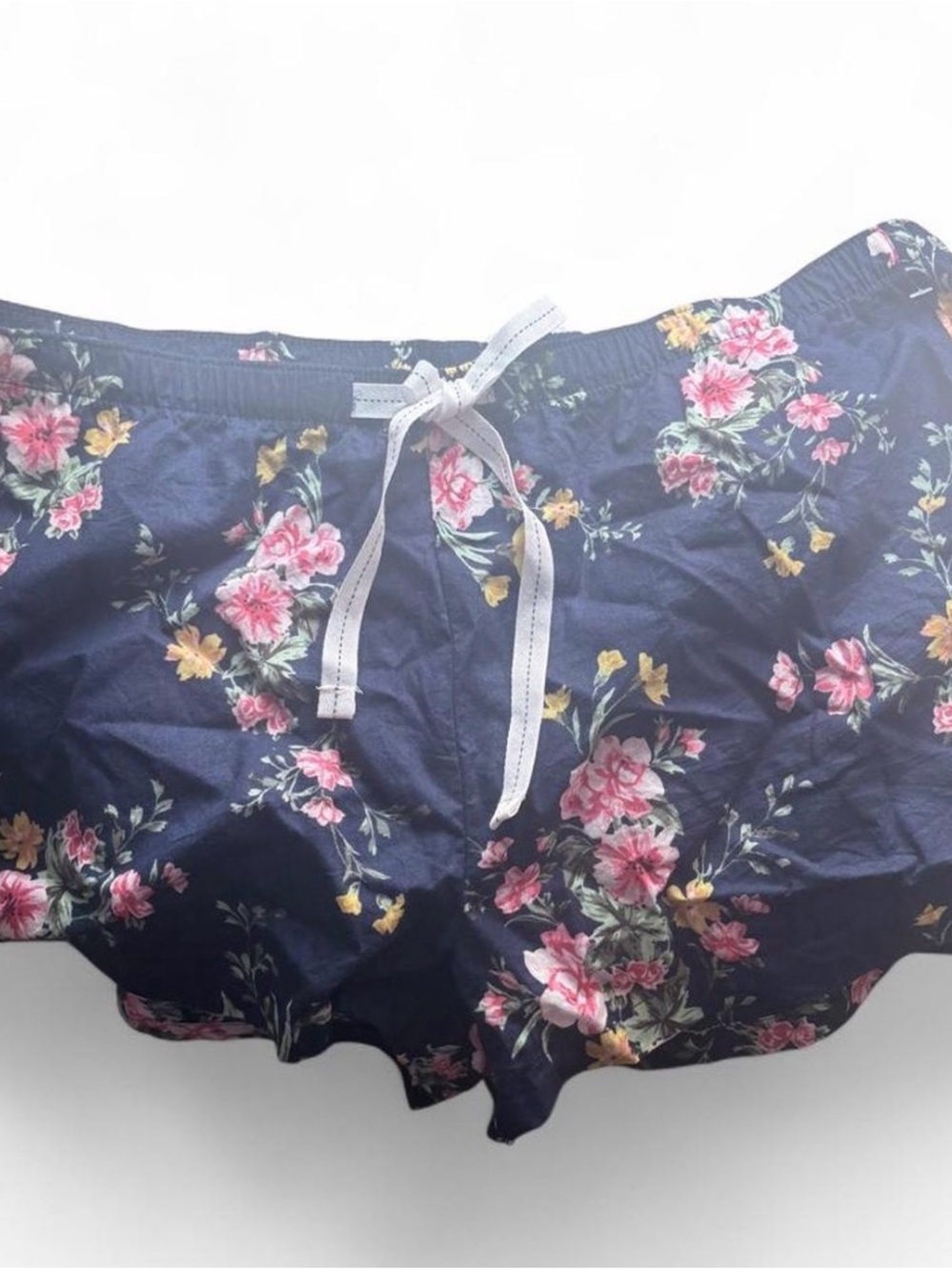 Old Navy Navy Floral Lounge Shorts with White Drawstring